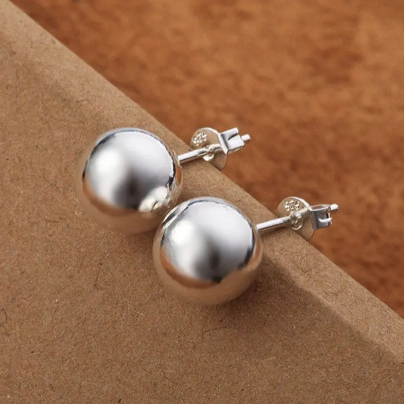 Street Fashion Earrings - 925 Sterling Silver classic 8mm 10MM