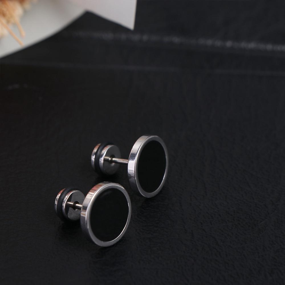 Street Fashion Earrings - Korean Style Round Black Stud Earrings