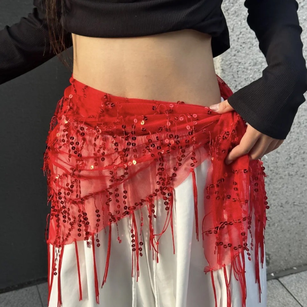 Street Fashion Thailand - Fashion Sequins Belly Dance Belt Tassels