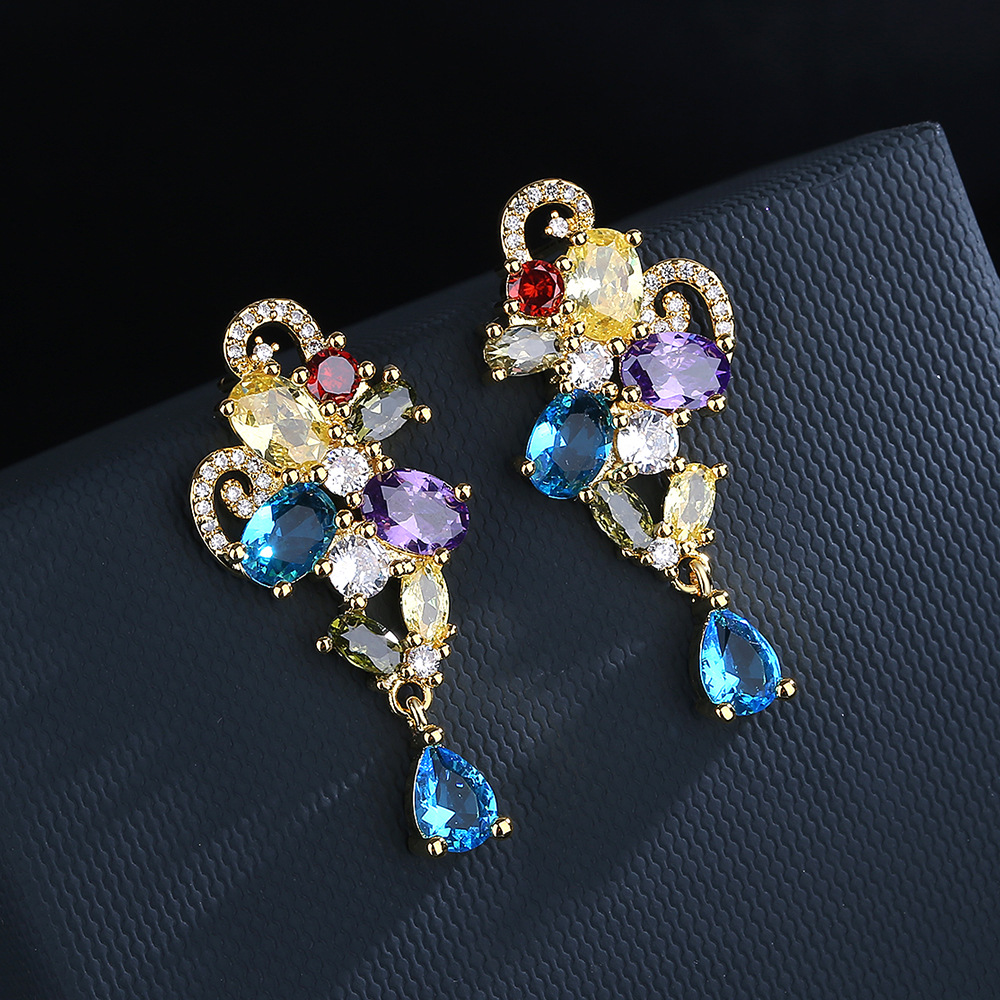 Street Fashion Earrings - Fashion Kaleidoscope zircon Earrings 925 Silver