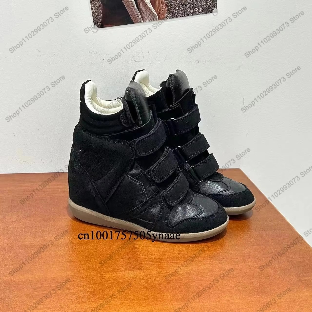 Street Fashion Walking - Women Hidden Wedge Heel High‑Top Sneakers