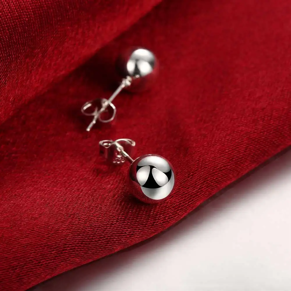 925 Sterling Silver classic 8m - Street Fashion Earrings 评论和价格