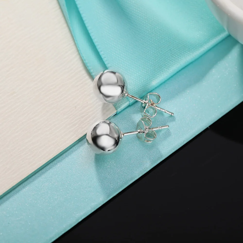 925 Sterling Silver classic 8m - Street Fashion Earrings 评论和价格
