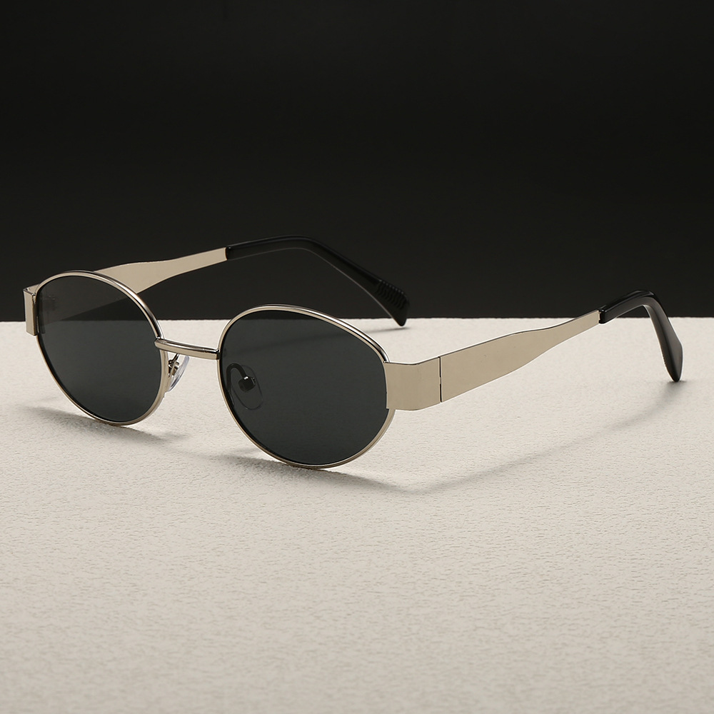 Trendy Round Frame Metal Sungl - Street Fashion Glasses 评论和价格