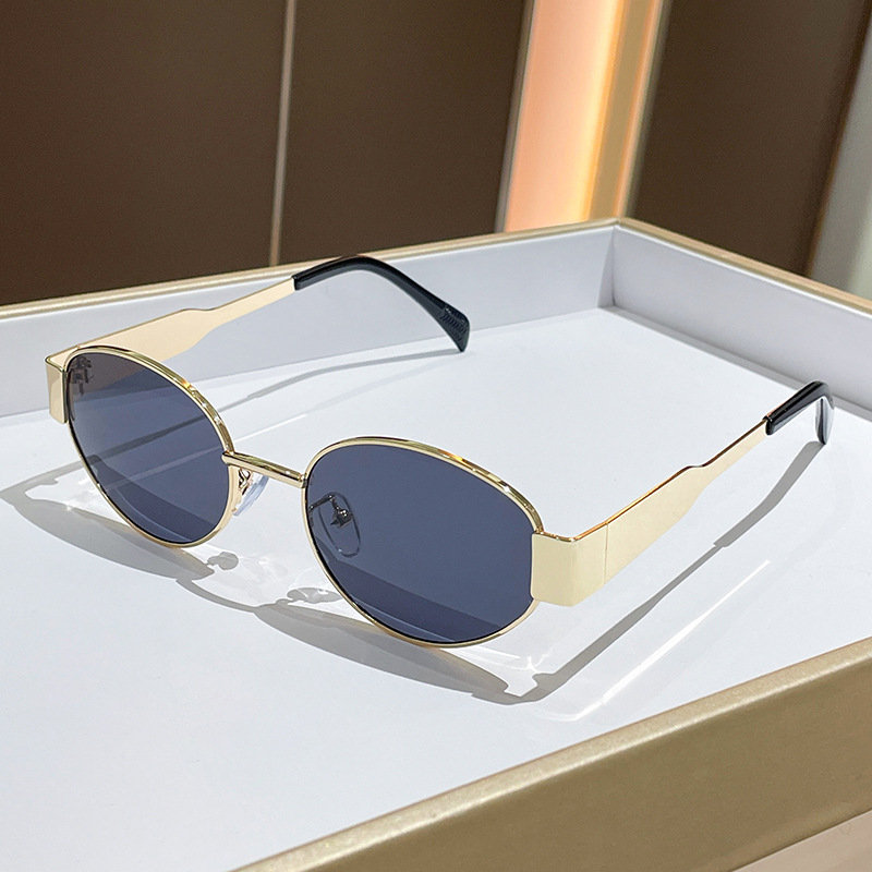 Trendy Round Frame Metal Sungl - Street Fashion Glasses 评论和价格