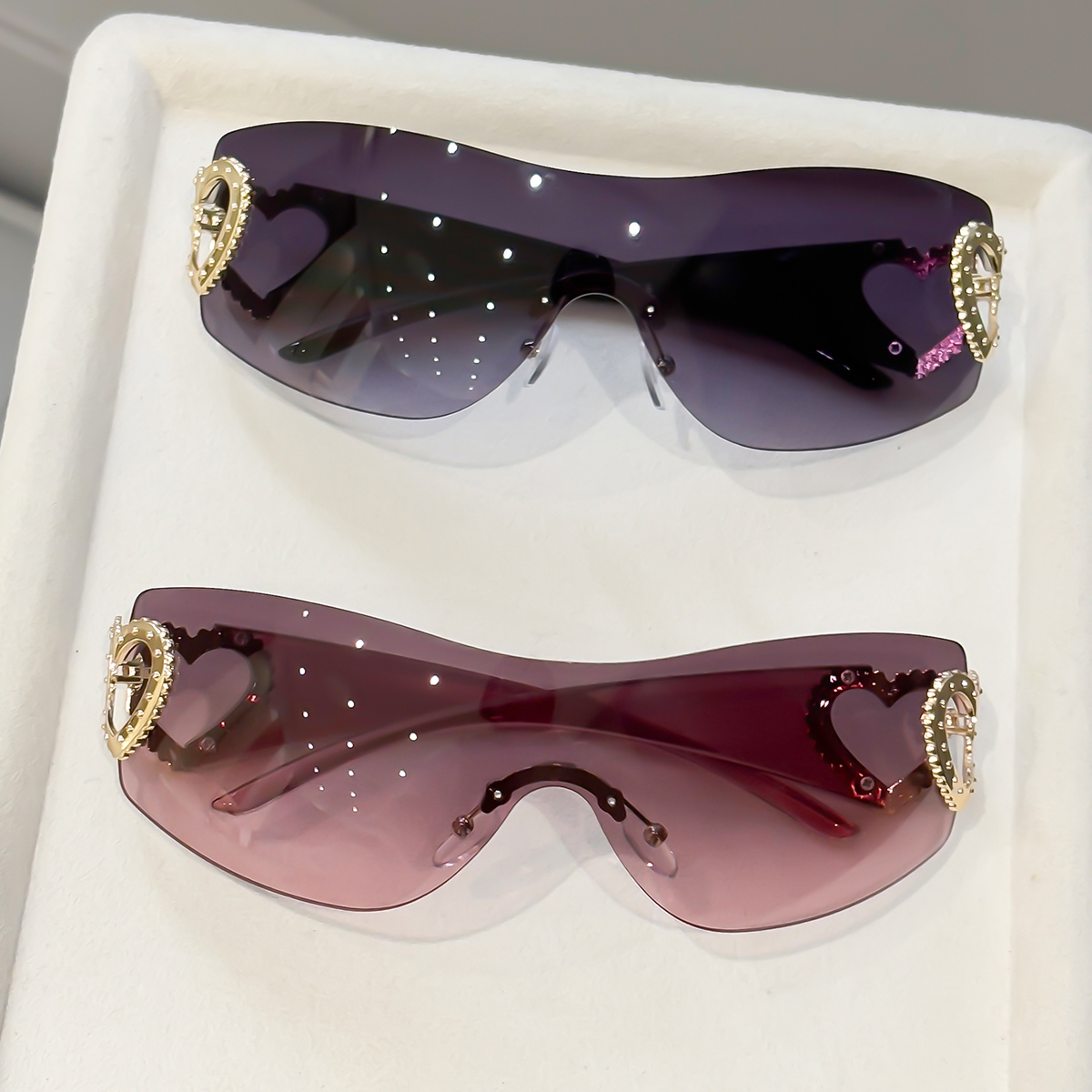 2pcs Y2K Integrated Frameless  - Street Fashion Glasses 评论和价格