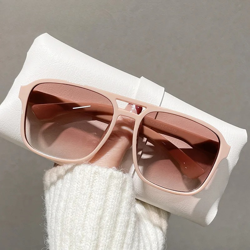 Square Double Bridges Sunglass - Street Fashion Glasses 评论和价格