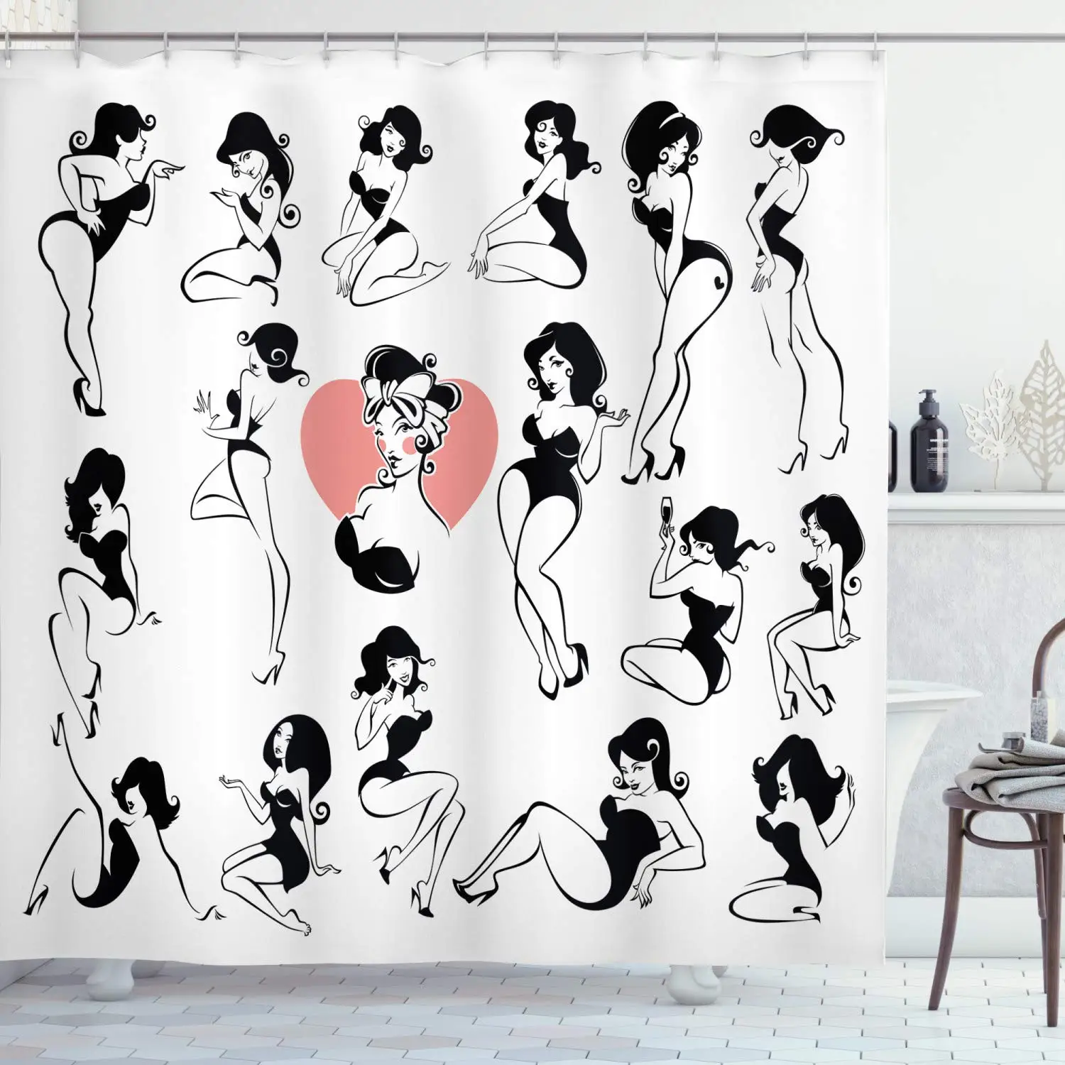 Fashion Woman Shower Curtain M - Street Fashion Pose 评论和价格