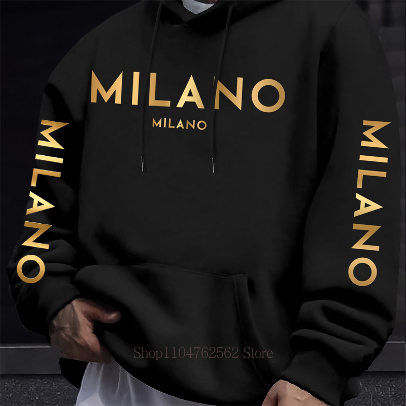 Milano Letter Print Hoodie for - Street Fashion Milano 评论和价格