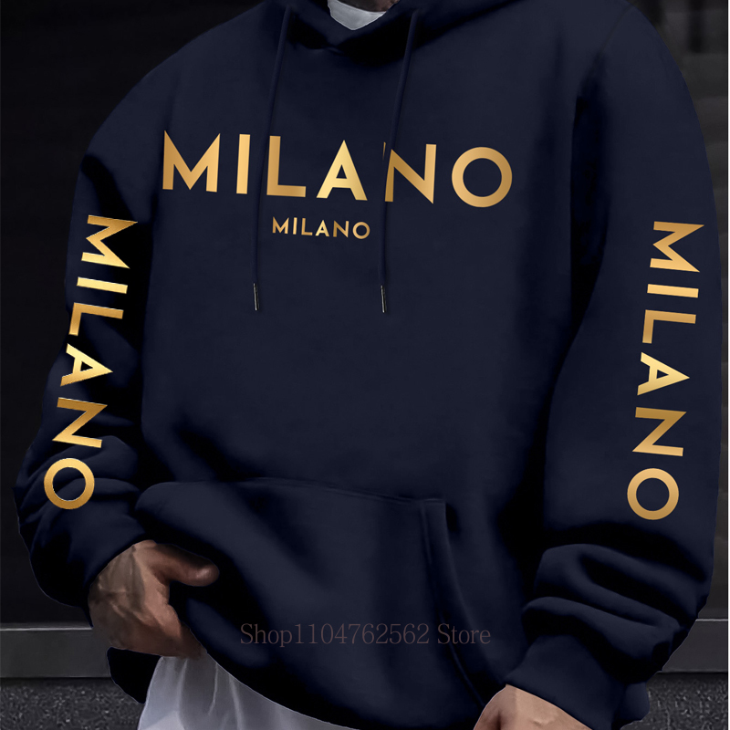 Milano Letter Print Hoodie for - Street Fashion Milano 评论和价格