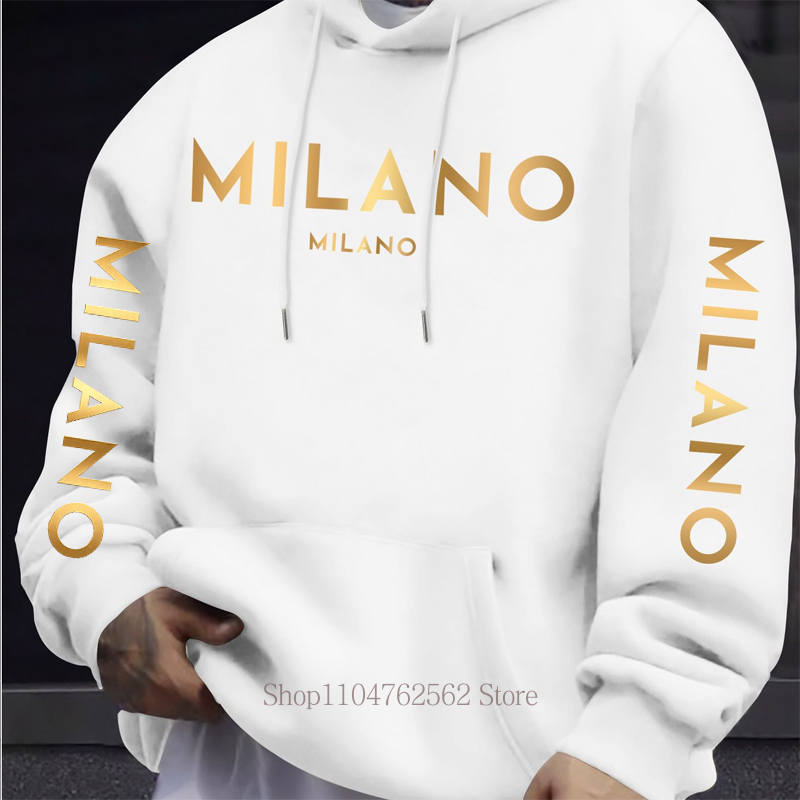 Milano Letter Print Hoodie for - Street Fashion Milano 评论和价格