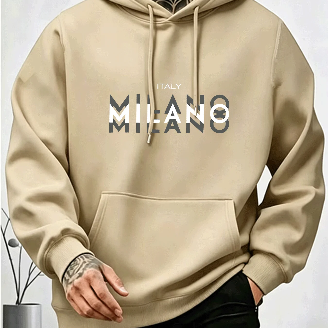 Men's MILANO Letter Print Hood - Street Fashion Milano 评论和价格