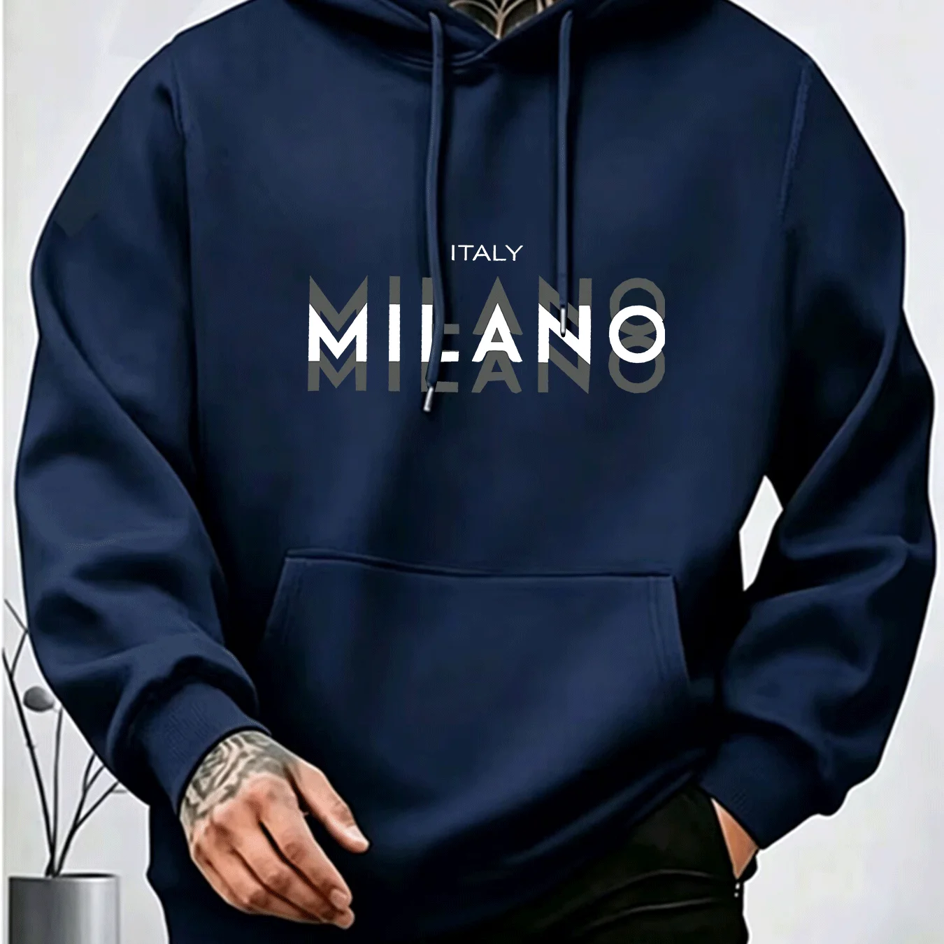 Men's MILANO Letter Print Hood - Street Fashion Milano 评论和价格