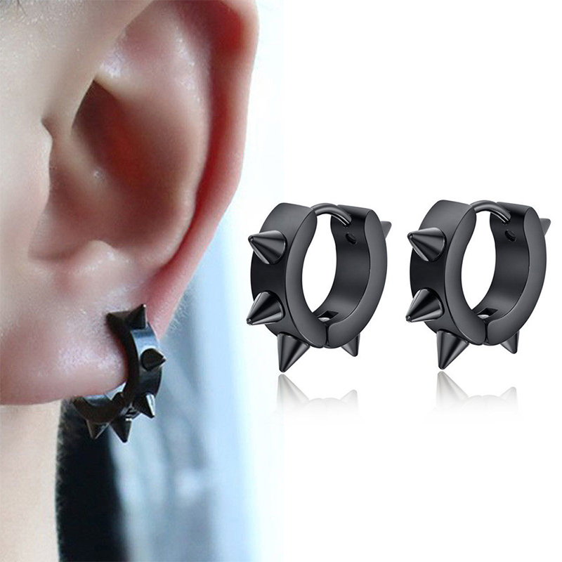6 Pairs Black Unisex Earrings  - Street Fashion Earrings 评论和价格