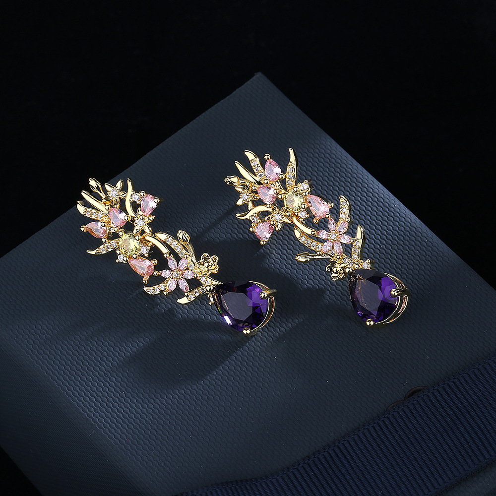 Exaggerated atmosphere zircon  - Street Fashion Earrings 评论和价格