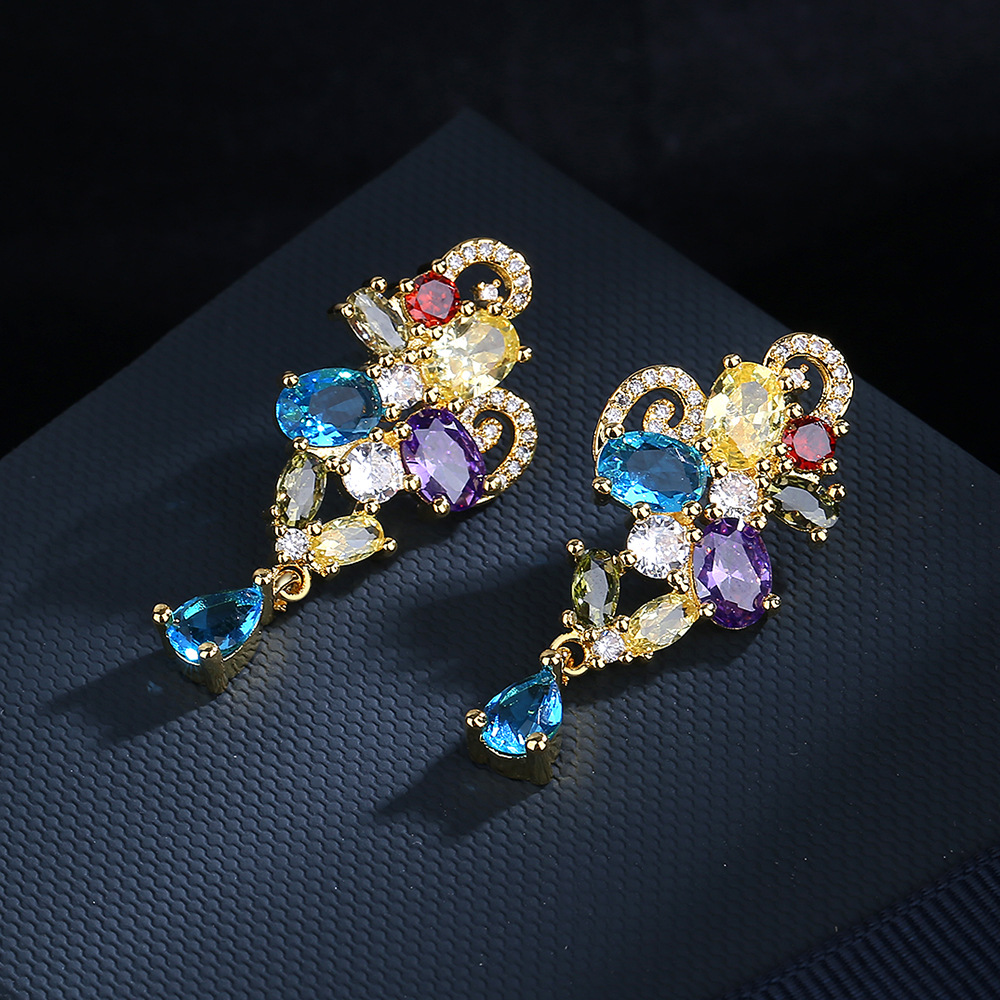 Fashion Kaleidoscope zircon Ea - Street Fashion Earrings 评论和价格