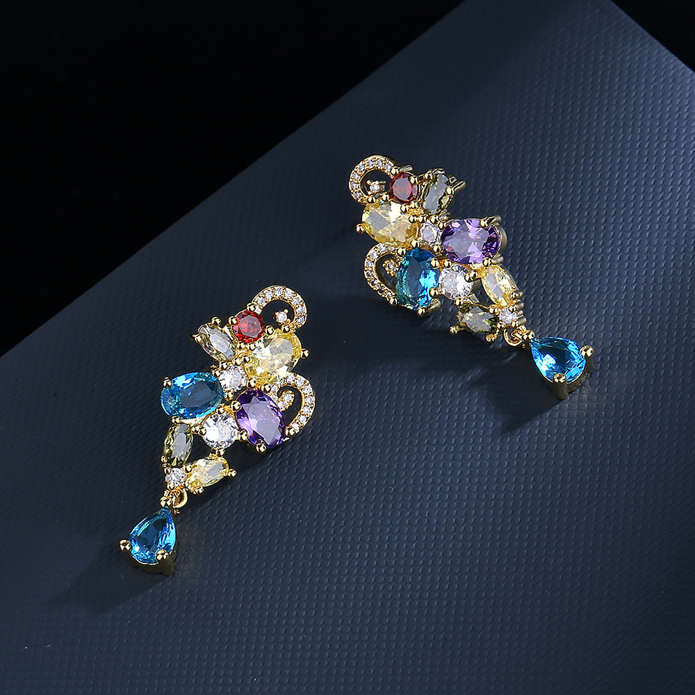 Fashion Kaleidoscope zircon Ea - Street Fashion Earrings 评论和价格
