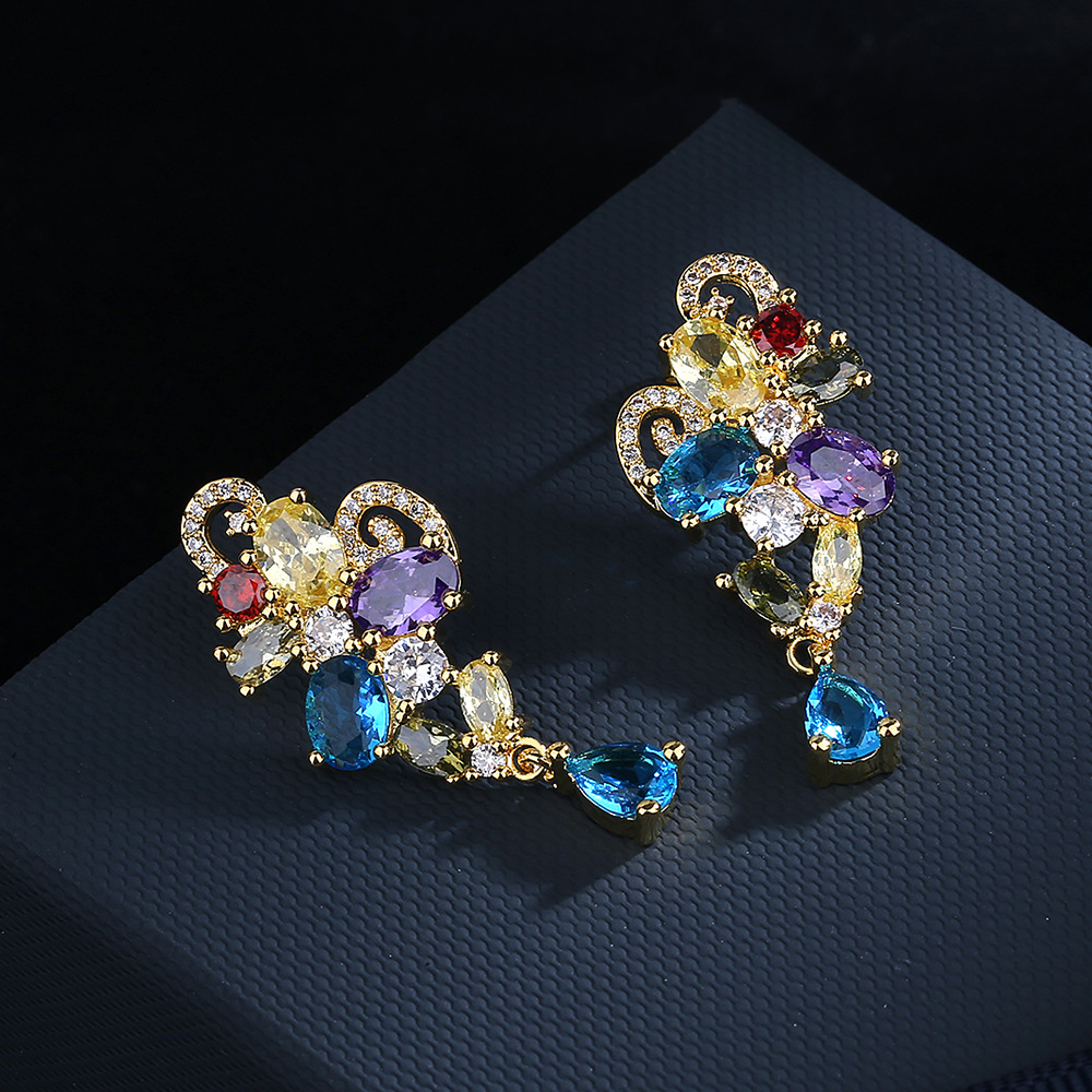 Fashion Kaleidoscope zircon Ea - Street Fashion Earrings 评论和价格