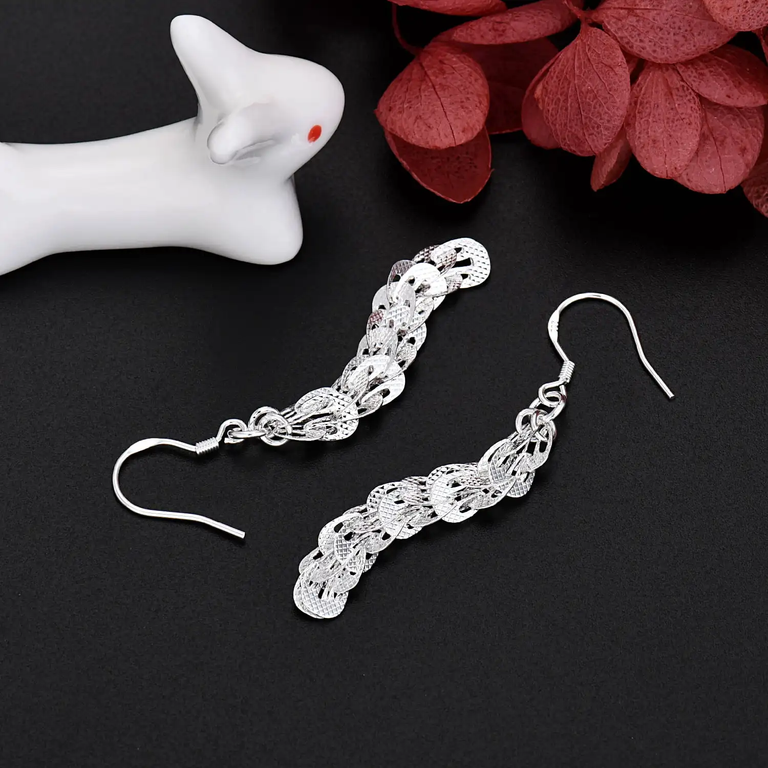 New fine 925 Sterling Silver E - Street Fashion Earrings 评论和价格