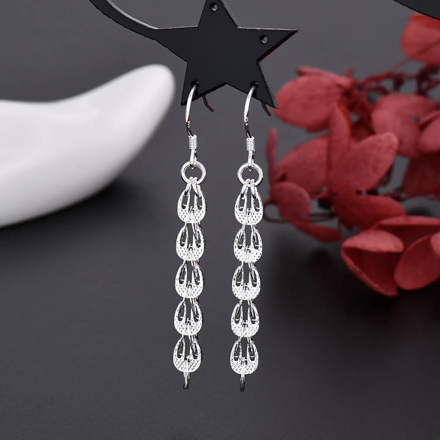 New fine 925 Sterling Silver E - Street Fashion Earrings 评论和价格