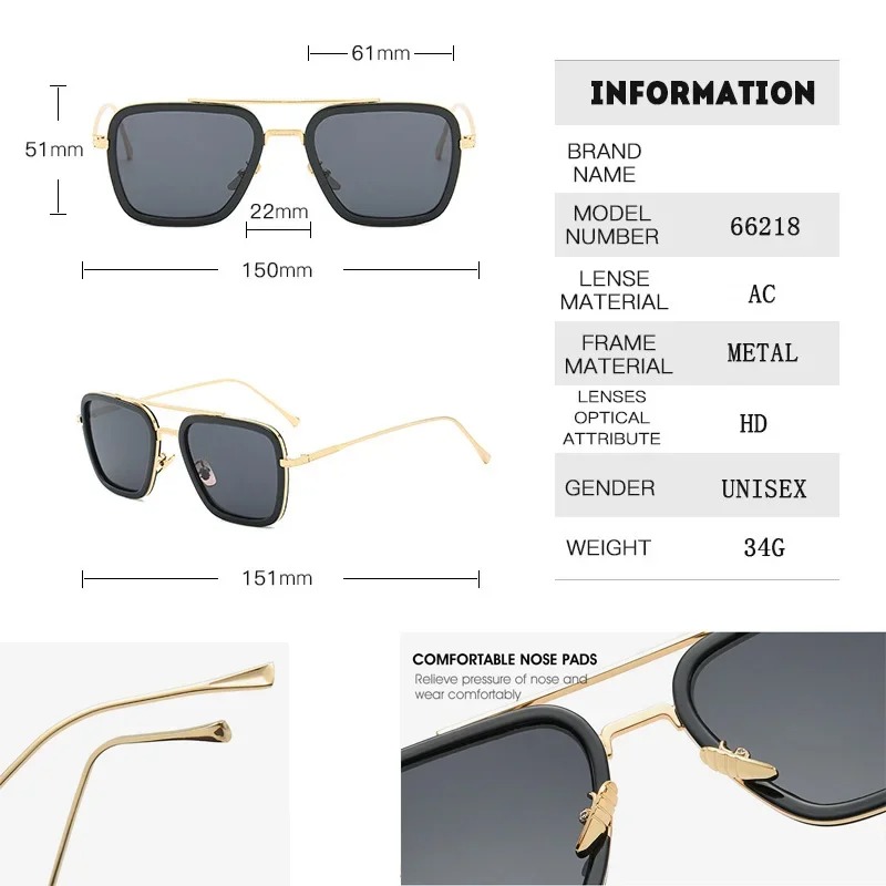 Steam Punk Tony Stark Sunglass - Street Fashion Glasses 评论和价格