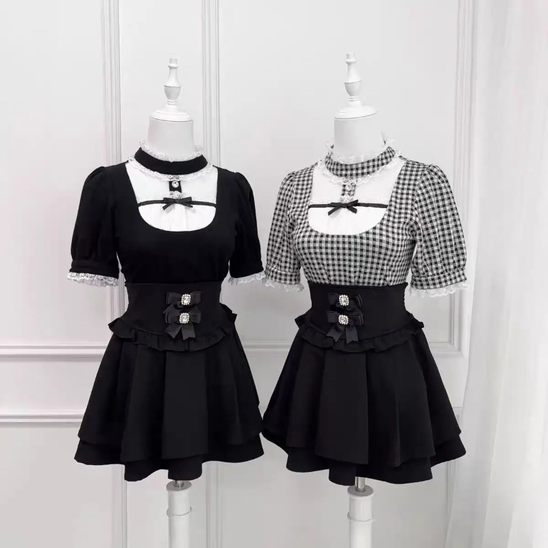 Gothic Sweet Ruffle Lace Plaid - Street Fashion China Girl 评论和价格