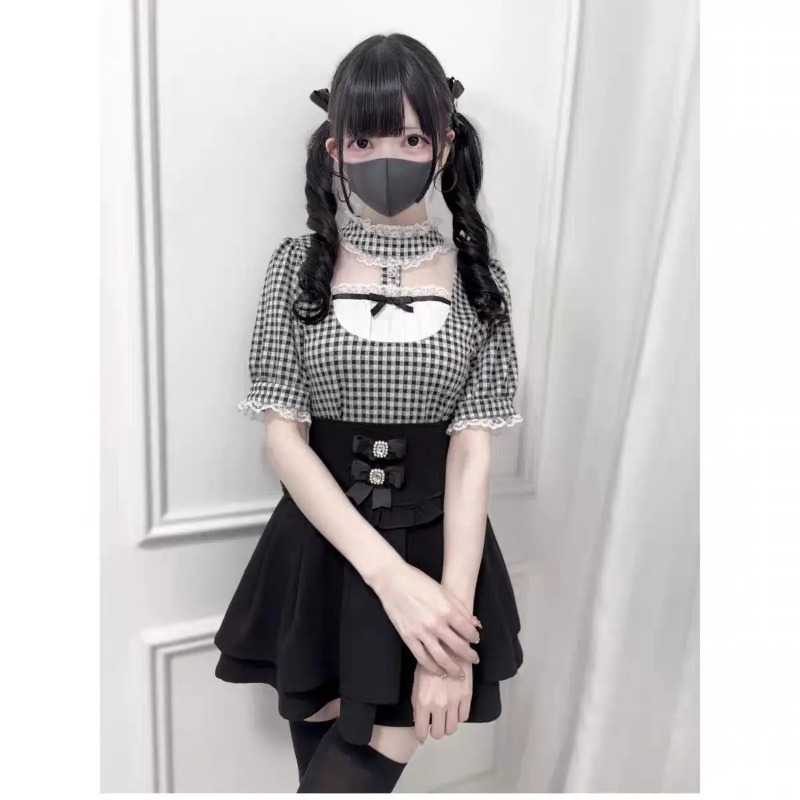 Gothic Sweet Ruffle Lace Plaid - Street Fashion China Girl 评论和价格
